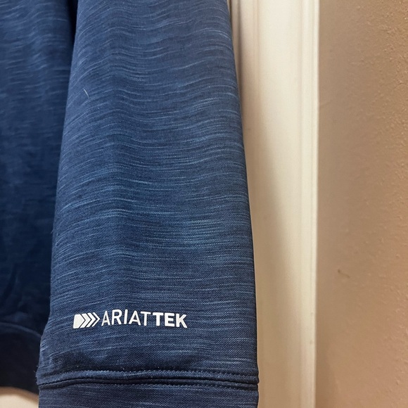 Men’s Ariat Team Logo 1/4 Zip Sweatshirt Pullover. Indigo Heather Blue. X-Large - Picture 9 of 9